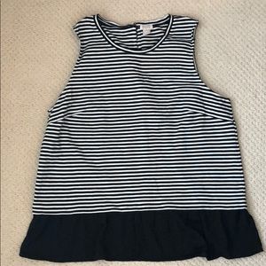 JCrew Factory Striped Ruffle Sleeveless Top